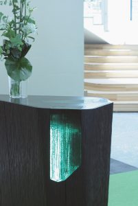 Glass parts to a reception desk